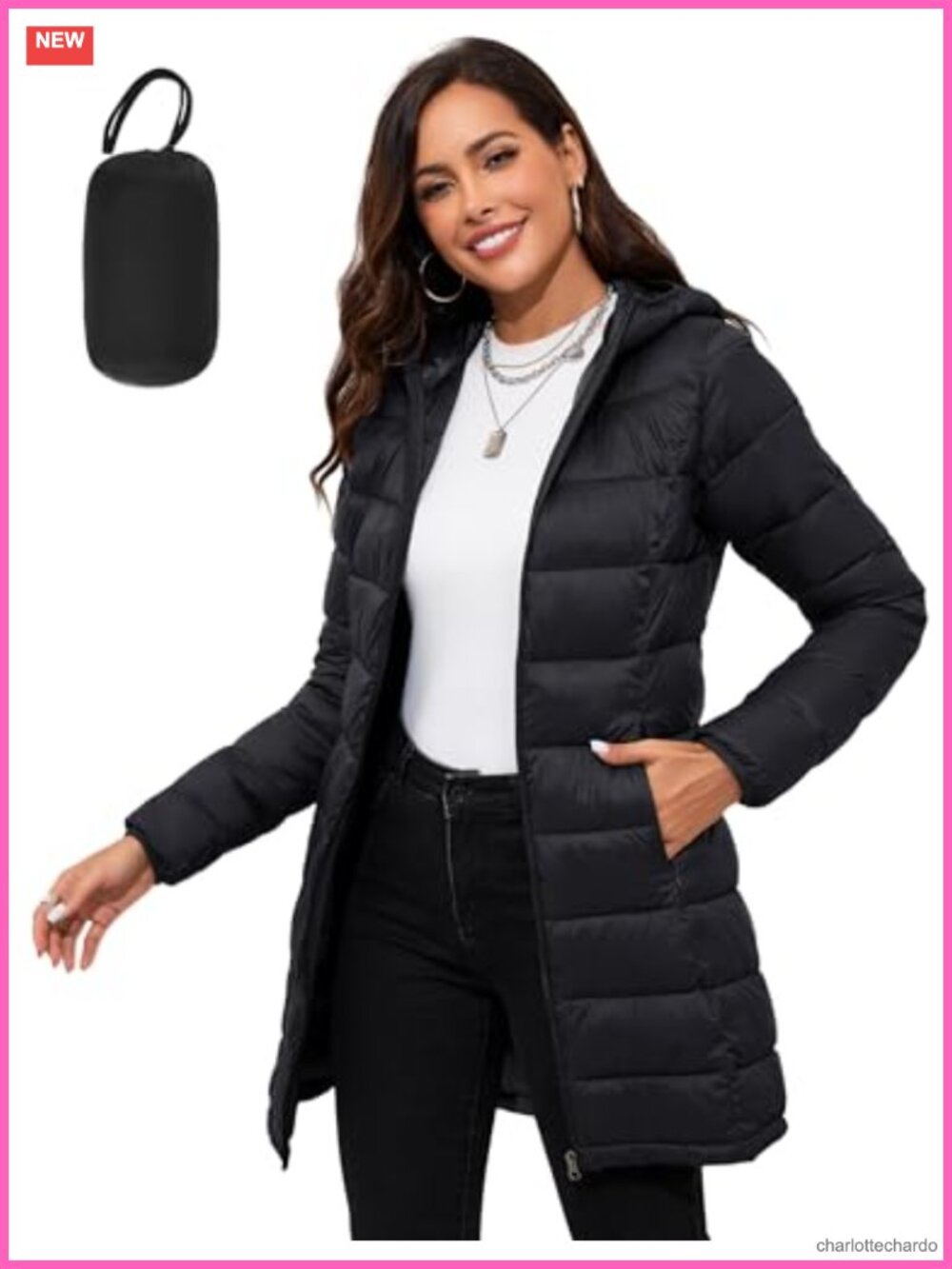 Packable Hooded Puffer Jacket for Travel
